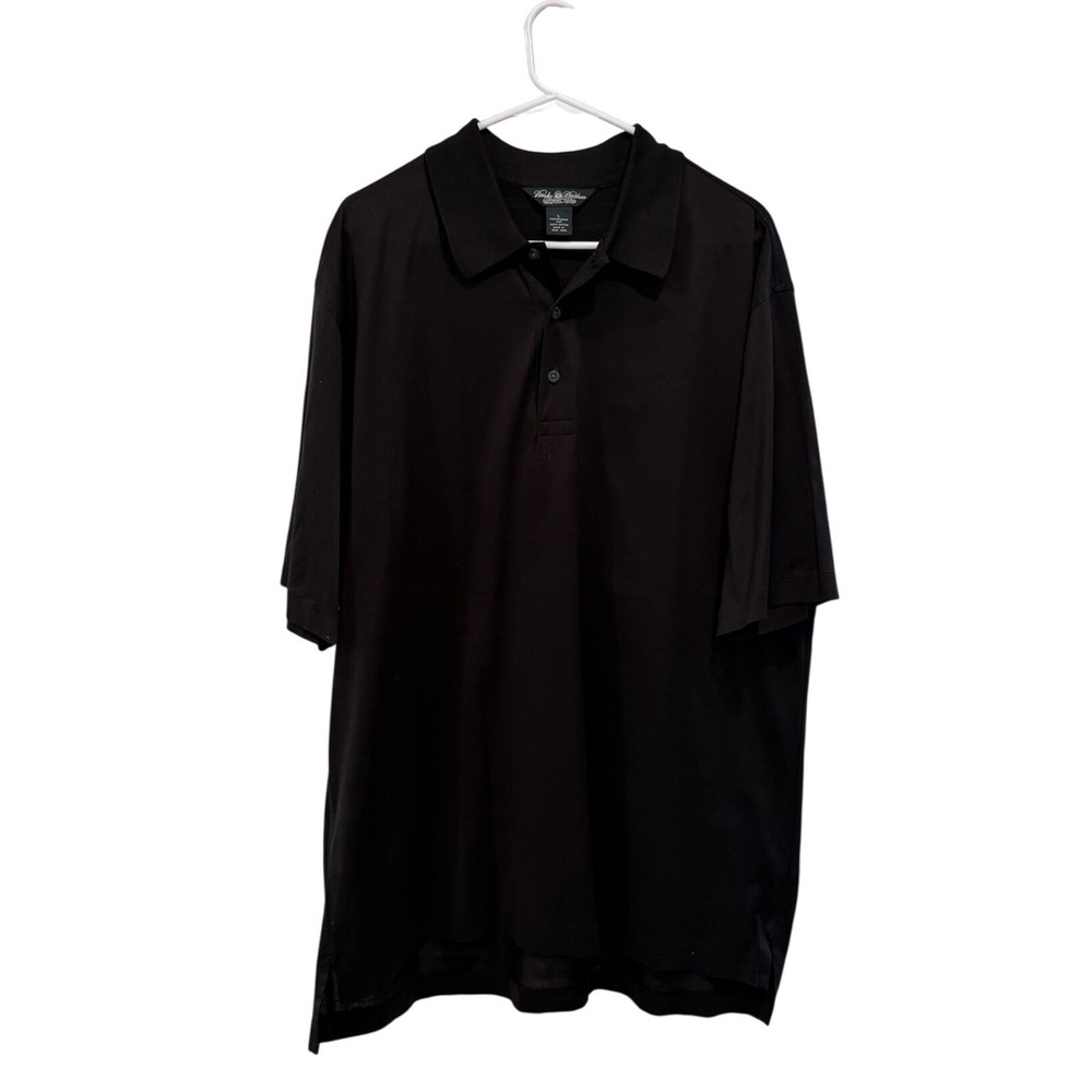 Brooks Brothers Country Club Mens Black Performance Knit Cotton Polo Shirt Large
